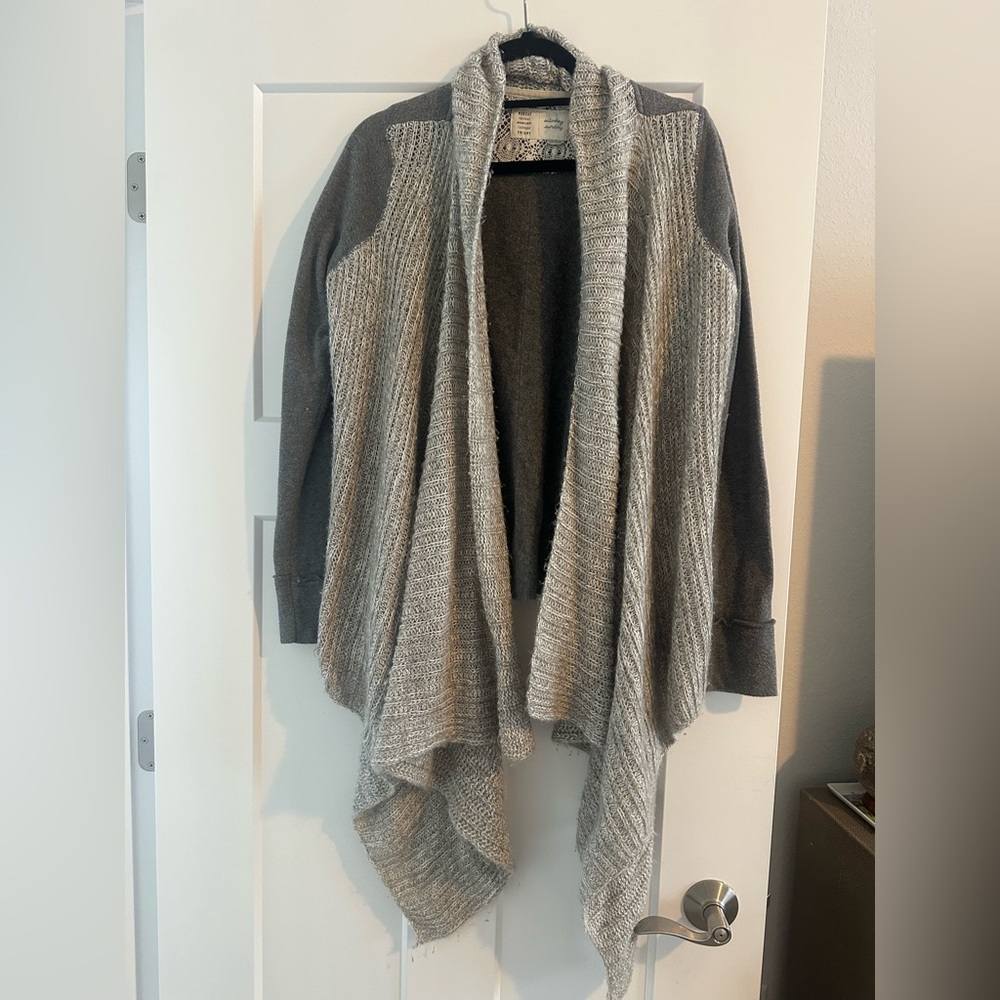 Saturday Sunday Anthropologie Women's Size MEDIUM Open Front Gray Cardigan Knit